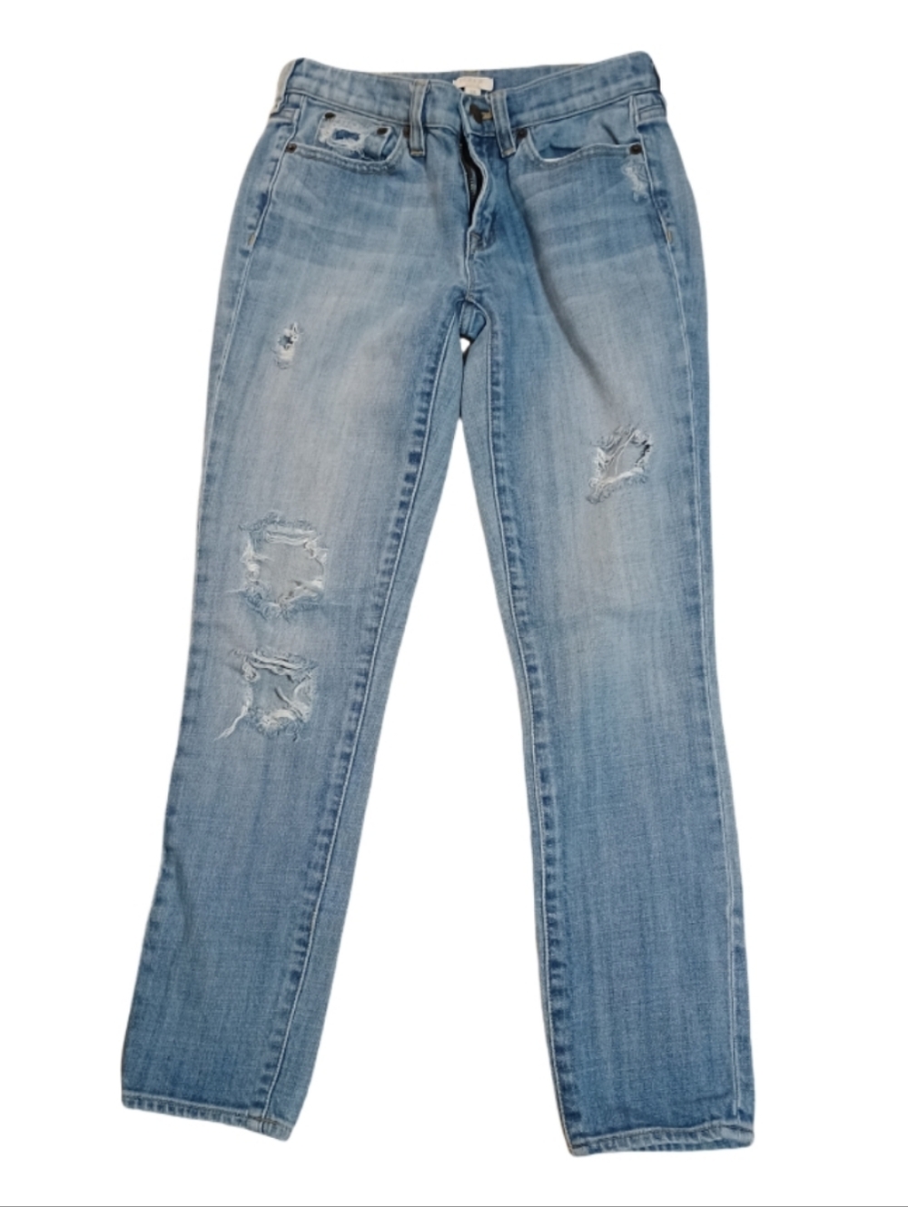 J. Crew Light Blue Distressed Straight-Leg Jeans